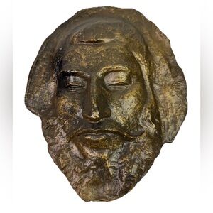 Death Mask Sculpture Of Aristotle by Paul Gauguin Plaster W/Bronze  Wash Decor